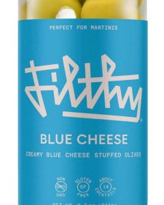 Filthy Blue Cheese Stuffed Olives - Premium Cocktail Garnish in 8.5 Oz Jar