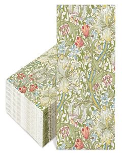 JarThenaAMCS 50 Pcs Greenery Floral Guest Napkins Vintage William Morris Disposable Napkins Retro Botanical Dinner Hand Paper Napkins for Bathroom Wedding Party Table Supplies
