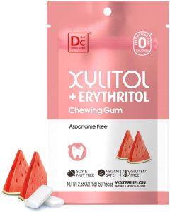 DC24 DAILY CARE Watermelon Flavored Xylitol Chewing Gum with Erythritol - Sugar Free, Aspartame Free, 50 Pieces