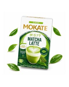Mokate Matcha Latte Classic Powder 84g (6 x 14g Sachets) – Instant Japanese Style Green Tea Latte Mix – Creamy & Smooth Hot or Iced Beverage