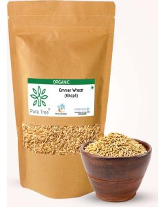 Pure Tree Certified Organic Khapli Whole Wheat / 900 g / Sambu Wheat Whole / Emmer Khapli Wheat Grain Organic / Farro Whole Wheat / Khapli Gehu Whole Wheat Grain