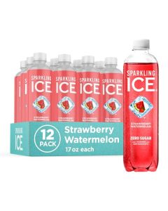 Sparkling Ice Strawberry Watermelon Sparkling Water Zero Sugar Flavored Water with Vitamins and Antioxidants Low Calorie Beverage 17 fl oz Bottles Pack of 12