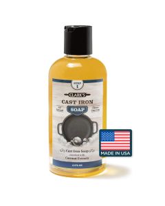CLARKS Cast Iron Cleaner 12 oz Made in USA Plant Based Coconut Cast Iron Soap for Skillets Griddles Etc Protects and Restores Cookware