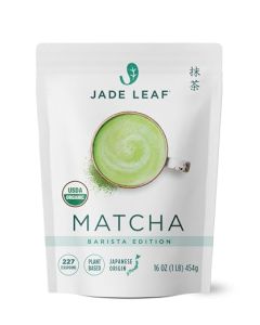Jade Leaf Matcha Organic Barista Blend Ceremonial Grade Matcha Green Tea Powder 100 Pure Japanese First Harvest Green Tea for Lattes from Uji and Kagoshima 454g 16 Ounce Bulk Pouch Pack of 1