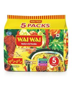 Wai Wai Chicken Flavor Brown Instant Noodles / 75g x Pack of 5 / Air-Dried Healthy Noodles / Authentic Chicken Taste / Quick & Easy Meal