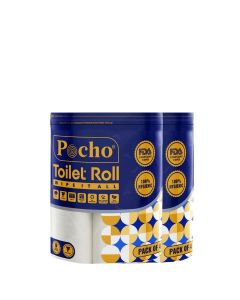Pocho / 3 Ply Toilet Tissue Paper with Zip Lock Pack / Pack of 8 / 350 x 8 = 2800 Pulls / Pull Size 11x10 cm / Premium Toilet Tissue Paper Roll / Eco-Friendly, Soft & Safe Tissue Rolls