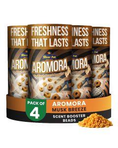 Aromora Fabric Deodorizer Musk Breeze - Pack of 4 - Laundry Perfume In-Wash Scent Booster Beads 200g , Refreshing Long-Lasting Laundry Fragrance, Suitable for Use with Fabric Softeners and Detergents