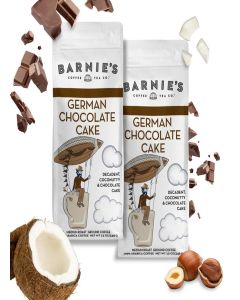 BARNIE'S COFFEE TEA CO. German Chocolate Cake Ground Coffee with Decadent Coconut, Chocolate and Hazelnut Cake Flavor, Medium Roasted Arabica Coffee Beans, 12 oz Bag (Pack of 2) (54105)
