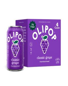 OLIPOP Prebiotic Soda Pop, Classic Grape, Prebiotics, Botanicals, Plant Fiber, 12 fl oz (4 Cans)