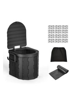 Portable Toilet,Foldable Portable Toilet for Adults with Toilet Paper Holder and Carry Bag,Camping Tall Toilets with Lid for Adults and Kids for Travel,Hiking,Camping