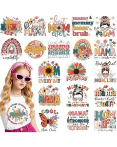 Dazoratix Mama Iron on Transfers 20 Sheets Mothers Day DTF Heat Transfer Ready to Press Decals Patches Appliques Stickers Gift for Clothing T Shirts Clothes Hoodies Hat Bag DIY Craft Decorations