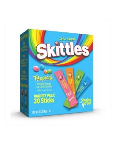Skittles Singles To Go Tropical Variety Pack, Watertok Powdered Drink Mix, Includes 4 Flavors, Strawberry Starfruit, Mango Tangelo, Kiwi Lime, Pineapple Passionfruit, 1 Box (30 Servings)