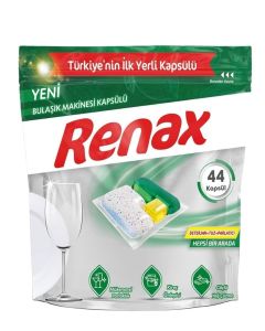 RENAX All-in-One Dishwasher Capsules 44 Pack – 3-in-1 Dishwasher Detergent Tablets with Built-in Salt & Rinse Aid – Anti-Limescale Hard Water Formula – Powerful Grease Removal – Made in Turkey – Family Value Size