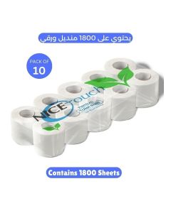 2-Ply Embossed Toilet Rolls, 10 X 180 Sheets Extra Saving Tissue Rolls - 1800 Premium 2-Ply Sheets, Soft Feel Tissue Suitable for All Skin Types and Germ Protection
