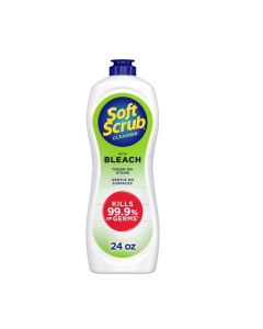 Soft Scrub Cleanser with Bleach 24oz – Multi Surface Stain Remover & Disinfectant, Kills 99.9% Germs, Kitchen & Bathroom Cream Cleaner for Deep Cleaning, Whitening & Long Lasting Shine