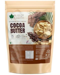Bliss of Earth Cocoa Butter 500g – Food Grade Edible Raw Cocoa Butter / Unrefined Organic Cacao Butter for Chocolate Making, Baking, Desserts & Keto Cooking /Nigeria Origin
