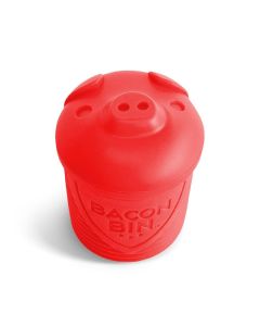 Talisman Designs Bacon Bin Grease Strainer Collector Family Friendly Kitchen Tools Fun Functional Silicone Grease Container Holds up to 1 Cup Red