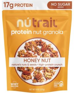 NuTrail Honey Nut Protein Nut Granola Cereal - 17g Protein, No Sugar Added, Gluten Free, Keto, Low Carb - 8 oz