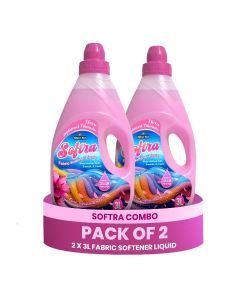 6 L Fabric Softener Liquid Concentrate - Fresh Floral Scent, Pink - 2 Packs of 3L - Protects Color - Gentle on Fabric - Makes Clothes Soft, Fresh & Shiny