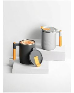2 Pieces Double-Layer Stainless Steel Mug with Lid - Anti-Scalding Cup for Children and Adults, Ideal for Office Use