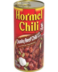 HORMEL Chili Chunky Beef Chili with Beans, No Artificial Ingredients, 15 Oz