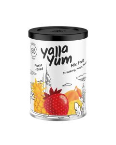 YallaYum Freeze-Dried Mix Fruit, Strawberry-Pineapple-Mango, 30g / 100% Fruit, Non-GMO, No Added Sugar, Gluten-Free,No Additives Added, Vegan, Made From 300g Fresh Fruits / Healthy Snack for On-the-Go