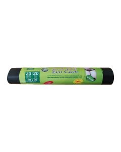 Eco Care Black Garbage Bag Roll - 20 Count, 30 Gallons, 60X90Cm