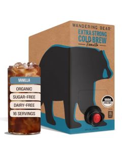 Wandering Bear Organic Vanilla Coffee Cold Brew On Tap Iced Coffee Drink Extra Strong Smooth No Sugar Added ShelfStable Ready to Drink Gluten Free Vegan Decaf 16 Servings of 6floz 96floz