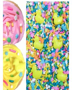 Easter Spring Edible Confetti Sprinkles Cake Cookie Cupcake IceCream Donut Quins - 4oz (Yellow Ducks)