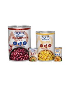 Aqua Premium Plain Fava Beans 400g Can & Aqua Premium Sweet Corn, 400g – 100% Natural, Ready to Eat, No Preservatives, Crisp & Juicy Kernels, Ideal for Salads, Sides & Cooking, Non-GMO, Vegan Friendly & Aqua Premium Red Kidney Beans 400g – Premium Canned 