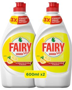 Fairy Max Plus Lemon Dishwashing Liquid with Bleach Alternative Power, 2x600ml