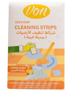 VON Eco Floor Cleaning Strips 36 Count / Lemon Scent / Powerful Floor Cleaner / Easy-Dissolve Formula / Stain & Dirt Removal