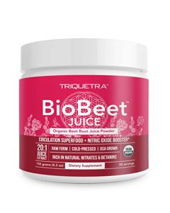 BioBeet Max Strength Beet Root Juice Powder 201 Concentrate Each Serving Derived from 60000 mg Organic Beetroot ColdPressed USA Grown Nitric Oxide Circulation Support 50 Servings