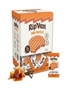 Rip Van Wafels Dutch Caramel Mini Stroopwafels, Low Carb Snacks, Non GMO Snack, Keto Friendly, Office Snacks, Low Calorie Snack, Low Sugar, 32 Pack