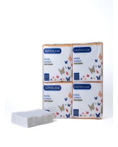 Dab N Klean 1 Ply Tissue Paper Napkins - Pack of 4 / Super Soft & Ultra Absorbent / OBA-Free / Pet Safe / 100% Natural Virgin Cellulose Fiber / 27 x 30 cm, 100 Pulls per Pack (4 Packs (400 Sheets))