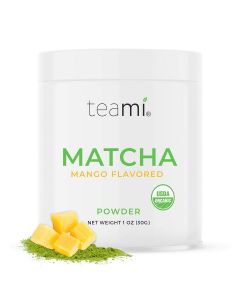 Teami Matcha Green Tea Powder - with Real Mango - Ceremonial Grade USDA Organic - Best for Lattes, Smoothies, Baking, Recipes, Traditional Preparation - Authentic Japanese Origin - 30g (1oz) Tin