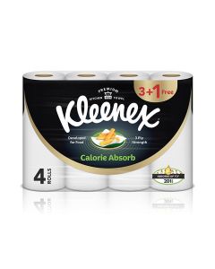 Kleenex Calorie Absorb Kitchen Paper Towels, 3-Ply, 4 Rolls x 50 Sheets, Food-Grade Strong Absorbent Kitchen Tissue, White