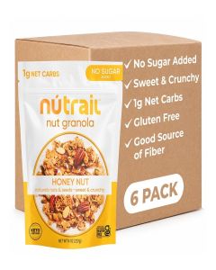 NuTrail Nut Granola Cereal, Honey Nut, No Sugar Added, Keto, Low Carb, Gluten Free, Grain Free, Healthy Breakfast 8 oz. 6 Count