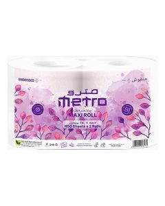 Metro Sterilized Maxi Roll Twin Pack 450 Sheets, 2 Ply Embossed-Pack of Kitchen Rolls