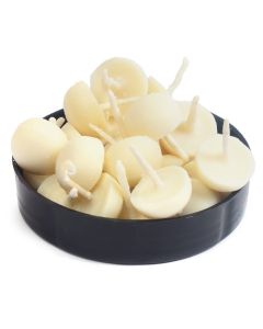 Om Phool Batti Small Size Cow Ghee Diya Batti for Puja 100 Pcs Wax Free Vegan Ghee BattiWicksJyot for Puja Aarti Pack of 1 White 100 Pcs
