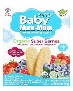 Gentle Teething Wafers Organic Super Berries 12 Packs 2 Wafers Each