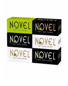 Novel Box Tissue Unscented 100 Pulls Pack of 6 (1200 Sheets) / Ultra Soft, Skin Friendly & Highly Absorbent Face Tissues / Car, Home, Office, Travel
