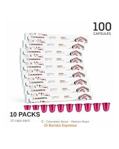 Di Barista Venice Decaf Coffee Capsules - Pack of 10 Sleeves – Colombian 100% Arabica Decaffeinated Espresso Pods / Mountain Water Process / Nespresso Compatible