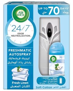 Air Wick Freshener Freshmatic Auto Spray Kit, Pure Fresh Linen Scent, 250ml