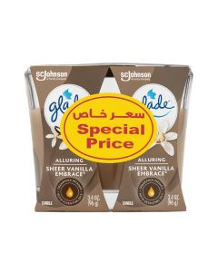 Glade Scented Candle Air Freshener – Sheer Vanilla Embrace, Odour Eliminator, Long-Lasting Fragrance