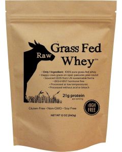 Raw Grass Fed Whey - Happy Healthy Cows, COLD PROCESSED Undenatured 100% Grass Fed Whey Protein Powder, GMO-Free + rBGH Free + Soy Free + Gluten Free + No Added Sugar, Unflavored, Unsweetened (12 OZ)