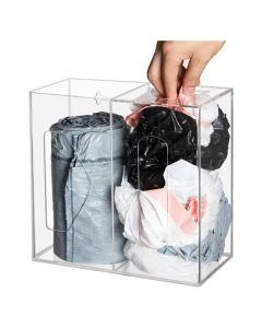 Grocery Bag Holder & Trash Bag Roll Dispenser Clear, 2 in 1 Wall Mount Acrylic Kitchen Organizer Storage Box for 13-33 Gallon Garbage Bag Large Plastic Bag