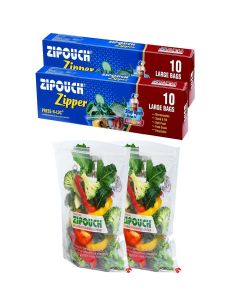 Zip Lock Bag with Zipper / Large Pack of 2 (20 Bags, 42×38 cm) / Ziplock Bags for Fridge & Travel Packing / Zipper Pouch & Zip Lock Covers for Food, Vegetables & Kitchen Storage