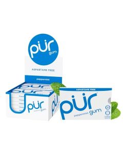 PUR Gum Aspartame Free Chewing Gum 100 Xylitol Natural Peppermint Flavored Gum 9 Pieces Pack of 12