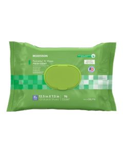 McKesson Flushable Adult Wet Wipes XL 96 Wipes 1 Pack of 96 Aloe Vitamin E PlantBased Cleansing Wipes Scented Extra Large